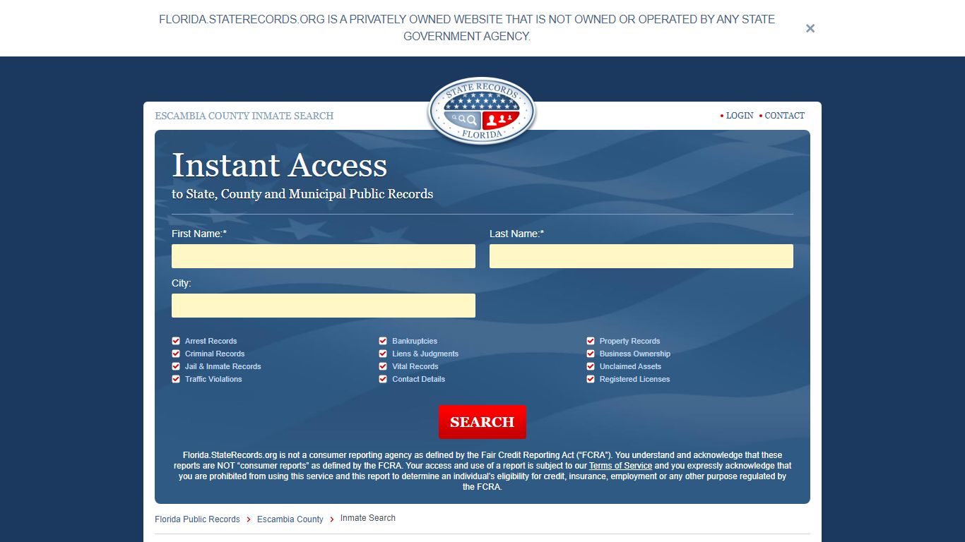 Escambia County, Florida Inmate Search | StateRecords.org
